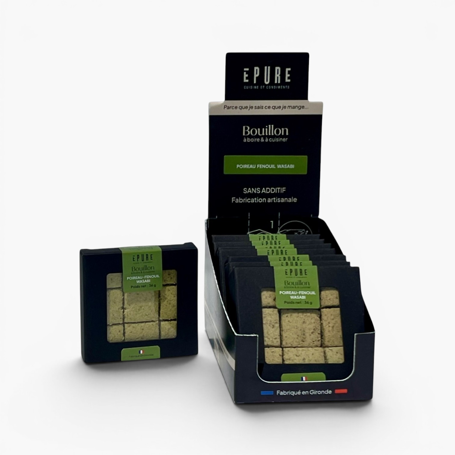 Étui de 10 boites de cubes de bouillon de POIREAU-FENOUIL-WASABI